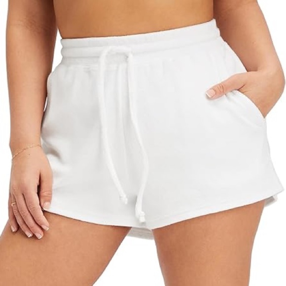 Fabletics Towel Terry Shorts White Workout Gym Athletic Lounge Drawstring  XXL